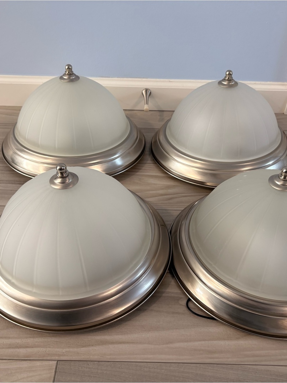 Brushed Nickel Dome Glass Flush Mount Light - White Frosted